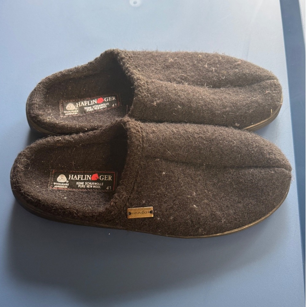 Haflinger Black Boiled Wool Clogs Slippers Mens 8 Womens 10 EU 41 Pure New Wool